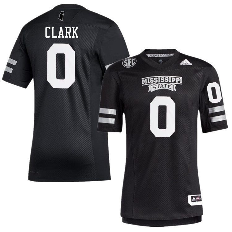 Men #0 Fred Clark Mississippi State Bulldogs College Football Jerseys Stitched-Black